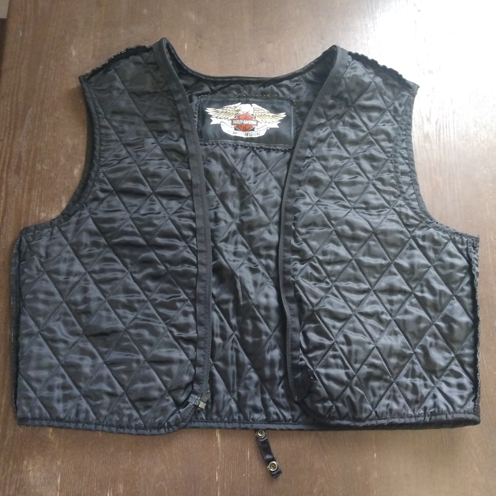 Harley-Davidson Quilted Black Liner Vest Size Measured